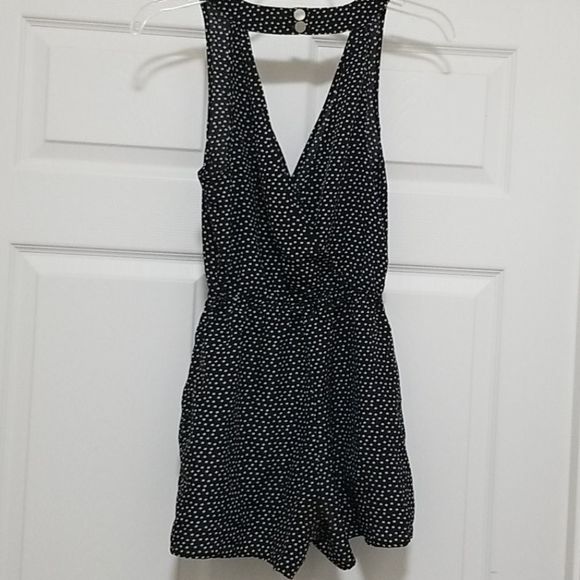 Material Girl black polka dot romper jumpsu - Picture 1 of 8